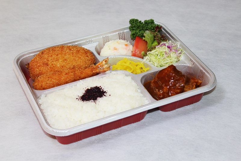 ■A弁当 玉子コロッケ、エビフライ、グレロチキン